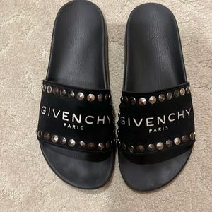 Givenchy Suade Studded Accent Slides Gently Worn Size 10